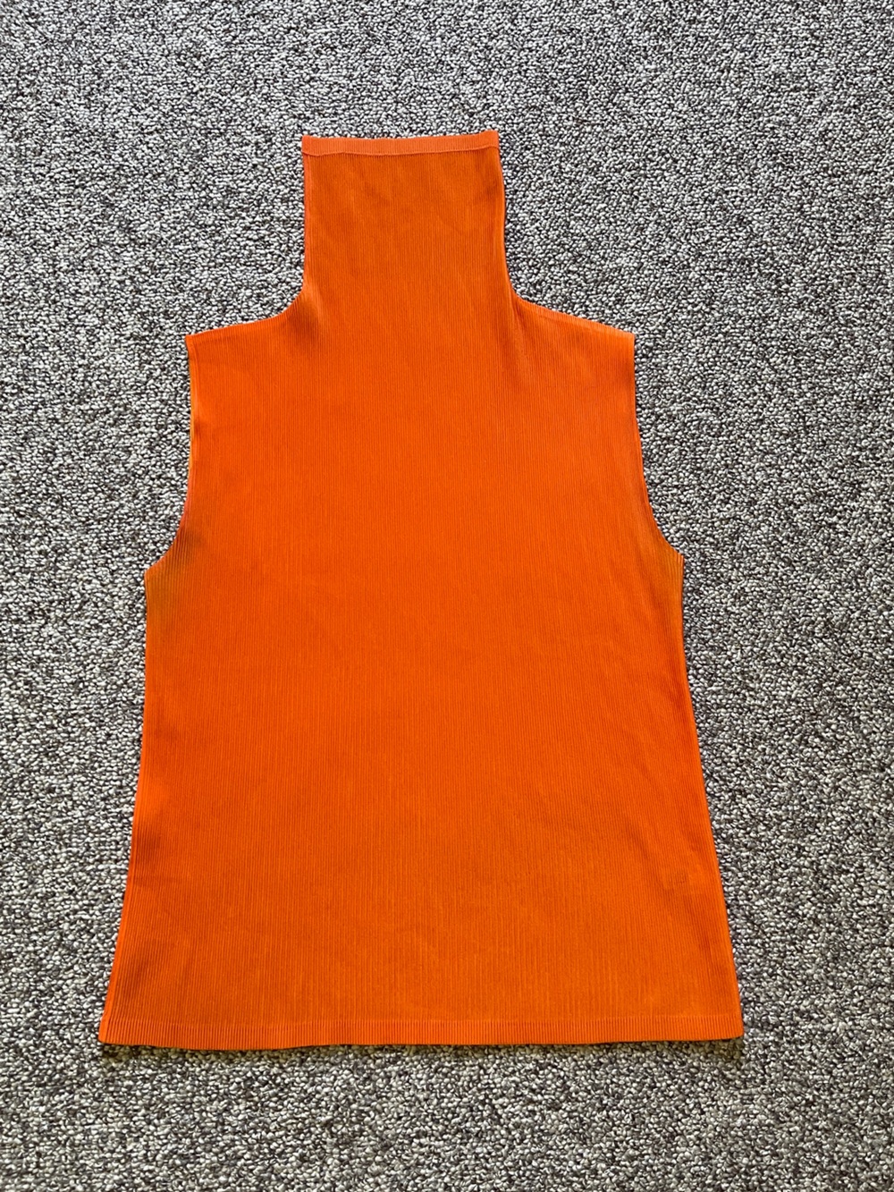 Issey Miyake Pleats Please Japan Bright Orange High Neck Sleeveless Top Sz 3